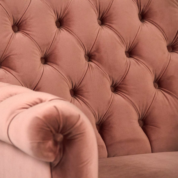 Lorraine Tufted Arm Chair Limed Grey Oak, Rose Velvet ZEN026 E272 V069 Zentique