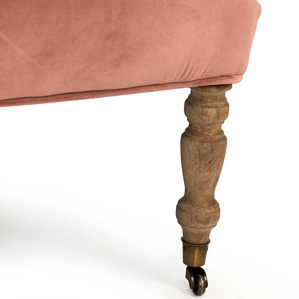 Lorraine Tufted Arm Chair Limed Grey Oak, Rose Velvet ZEN026 E272 V069 Zentique