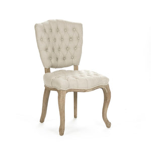 Zentique Piaf Side Chair — Solid Oak Frame with Breathable Linen Seat, Ergonomic Backrest, Timeless Elegance Limed Grey Oak, Natural Linen ZEN027 E272 A003