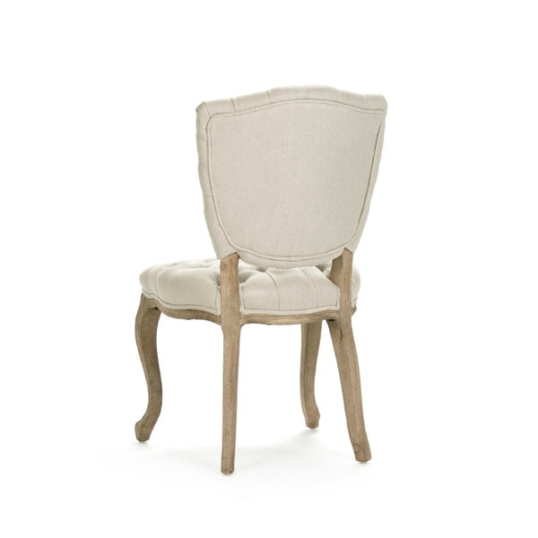 Zentique Piaf Side Chair — Solid Oak Frame with Breathable Linen Seat, Ergonomic Backrest, Timeless Elegance Limed Grey Oak, Natural Linen ZEN027 E272 A003