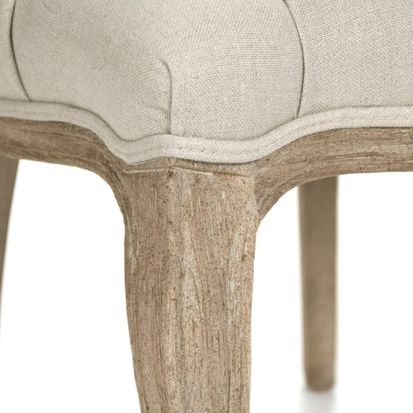 Zentique Piaf Side Chair — Solid Oak Frame with Breathable Linen Seat, Ergonomic Backrest, Timeless Elegance Limed Grey Oak, Natural Linen ZEN027 E272 A003