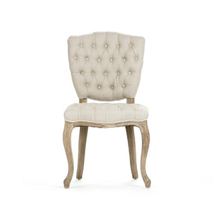 Zentique Piaf Side Chair — Solid Oak Frame with Breathable Linen Seat, Ergonomic Backrest, Timeless Elegance Limed Grey Oak, Natural Linen ZEN027 E272 A003