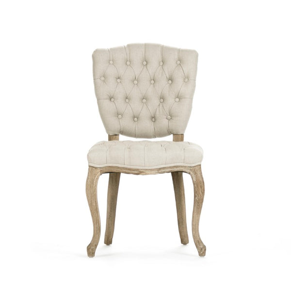 Zentique Piaf Side Chair — Solid Oak Frame with Breathable Linen Seat, Ergonomic Backrest, Timeless Elegance Limed Grey Oak, Natural Linen ZEN027 E272 A003