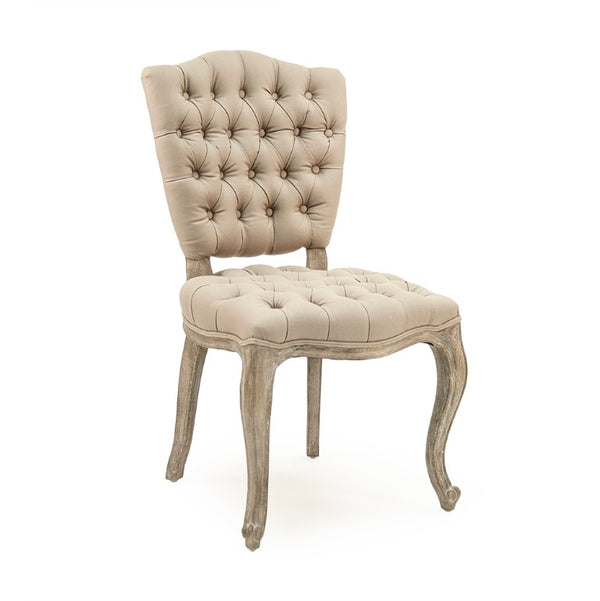 Zentique Piaf Solid Oak Side Chair with Hemp-Linen Upholstery, Ergonomic Comfort, Scandinavian Modern Appeal ZEN027 E272 H001