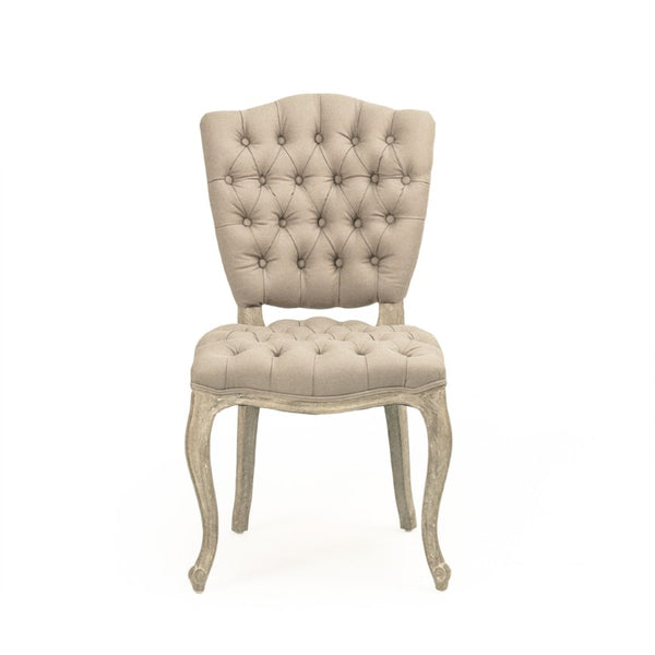 Zentique Piaf Solid Oak Side Chair with Hemp-Linen Upholstery, Ergonomic Comfort, Scandinavian Modern Appeal ZEN027 E272 H001