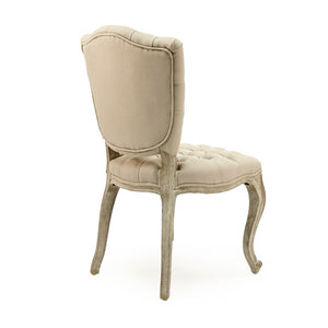 Zentique Piaf Solid Oak Side Chair with Hemp-Linen Upholstery, Ergonomic Comfort, Scandinavian Modern Appeal ZEN027 E272 H001