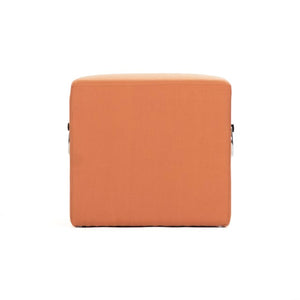 Zentique Karina Velvet Oak Stool with Metal Accents — Compact 19" Square Vanity Seat for Modern Homes Orange Linen ZEN02 S