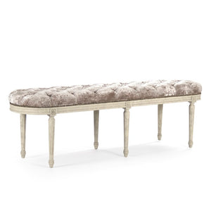 Zentique Michel Tufted Bench Crushed Velvet on Oak Frame — Deep Button Tufting, Cushioned Seating, Entryway Accent ZEN03 309 A