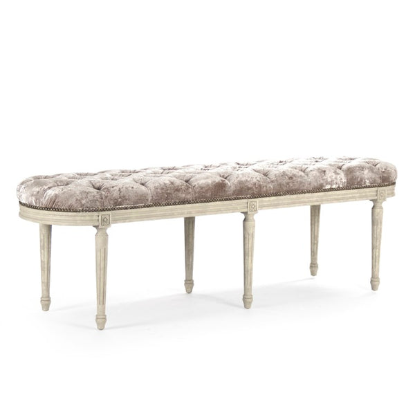 Zentique Michel Tufted Bench Crushed Velvet on Oak Frame — Deep Button Tufting, Cushioned Seating, Entryway Accent ZEN03 309 A