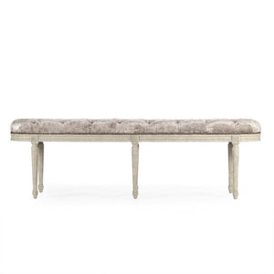 Zentique Michel Tufted Bench Crushed Velvet on Oak Frame — Deep Button Tufting, Cushioned Seating, Entryway Accent ZEN03 309 A