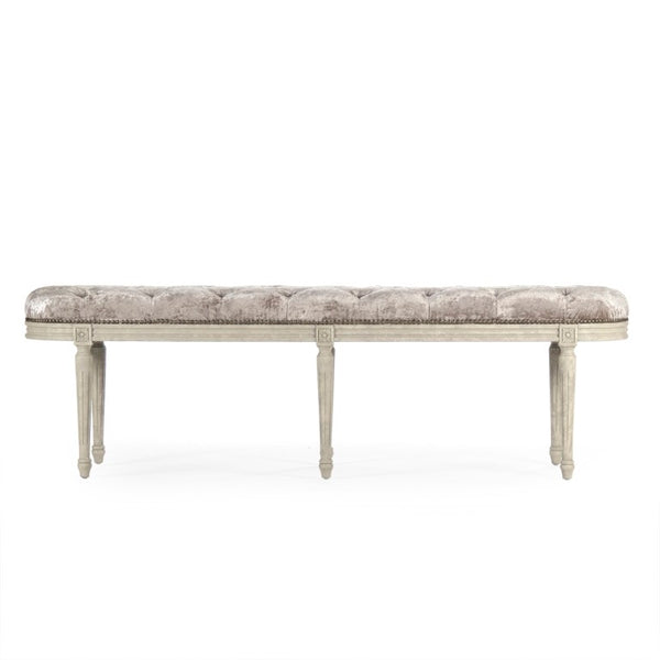 Zentique Michel Tufted Bench Crushed Velvet on Oak Frame — Deep Button Tufting, Cushioned Seating, Entryway Accent ZEN03 309 A