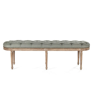 Zentique Michel Tufted Bench with Solid Oak Frame and Tailored Linen Upholstery for Stylish Entryway Seating Limed Grey Oak, Sea Foam Green Linen ZEN03 E272 I