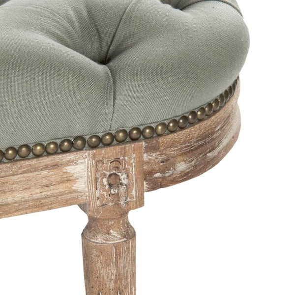 Zentique Michel Tufted Bench with Solid Oak Frame and Tailored Linen Upholstery for Stylish Entryway Seating Limed Grey Oak, Sea Foam Green Linen ZEN03 E272 I