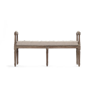 Nicolas Tufted Bench Limed Grey Oak, Natural Linen ZEN04 E272 A003 Zentique