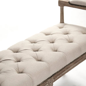 Nicolas Tufted Bench Limed Grey Oak, Natural Linen ZEN04 E272 A003 Zentique