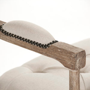 Zentique Nicolas Tufted Bench with Solid Oak Frame, Linen Upholstery, Deep Button Tufting for Entryway Seating Limed Grey Oak, Natural Linen ZEN04 E272 A003