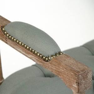 Zentique Nicolas Tufted Bench with Solid Oak Frame, Linen Upholstery, Deep Button Tufting for Entryway Seating Sea Foam Green Linen, Limed Grey Oak ZEN04 E272 I