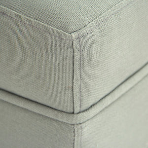Zentique Marnix Cubic Stool with Oak Frame and Linen Upholstery — Compact Modern Seat, Versatile Accent Piece Sea Foam Green Linen ZEN05 I