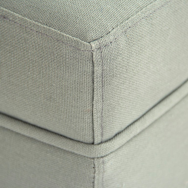 Zentique Marnix Cubic Stool with Oak Frame and Linen Upholstery — Compact Modern Seat, Versatile Accent Piece Sea Foam Green Linen ZEN05 I