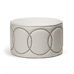 Zentique Daisi Linen Ottoman with Solid Oak Frame — 30" Square Low-Profile Bench, Cushioned Seat, Modern Comfort ZEN060 A003