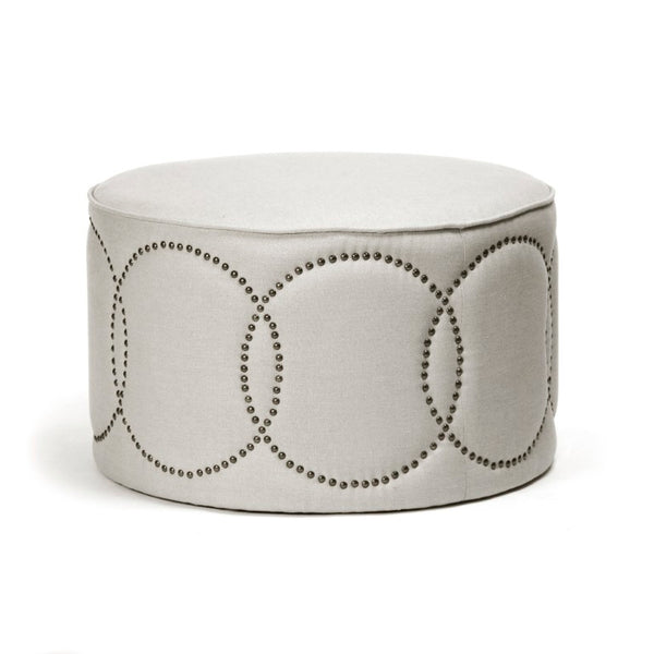 Zentique Daisi Linen Ottoman with Solid Oak Frame — 30" Square Low-Profile Bench, Cushioned Seat, Modern Comfort ZEN060 A003