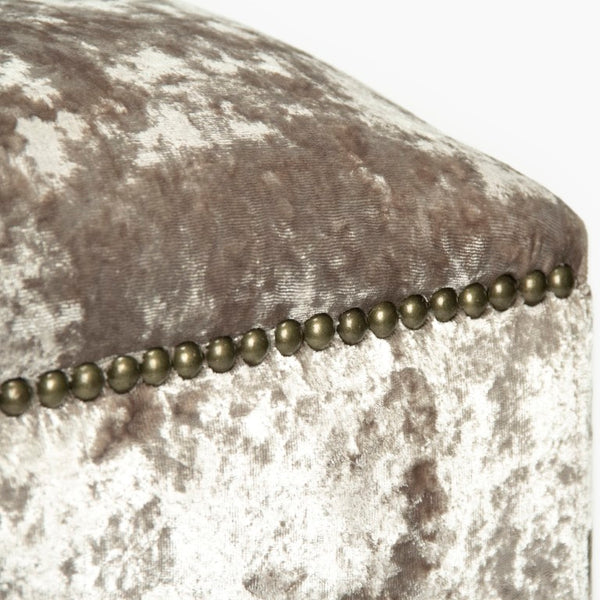 Zentique Willem Cubic Stool - Minimalist 19" Accent Seat with Luxurious Velvet Finish, Compact Versatile Design Crushed Champagne Velvet ZEN07 A