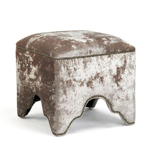 Zentique Willem Cubic Stool - Minimalist 19" Accent Seat with Luxurious Velvet Finish, Compact Versatile Design Crushed Champagne Velvet ZEN07 A