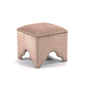 Zentique Willem Cubic Stool — Compact 19" Oak Frame with Crushed Velvet Upholstery, Modern Versatile Accent ZEN07 O