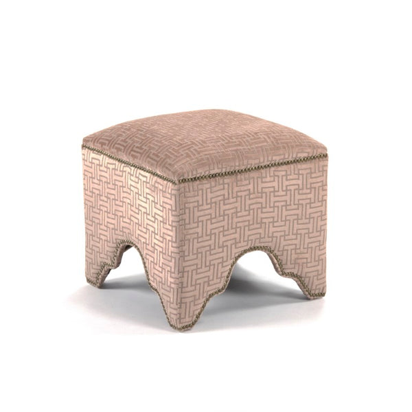 Zentique Willem Cubic Stool — Compact 19" Oak Frame with Crushed Velvet Upholstery, Modern Versatile Accent ZEN07 O