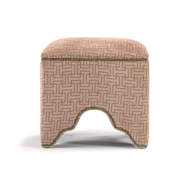 Zentique Willem Cubic Stool — Compact 19" Oak Frame with Crushed Velvet Upholstery, Modern Versatile Accent ZEN07 O