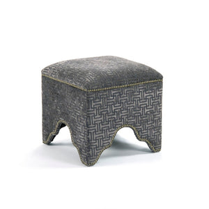 Zentique Willem Cubic Stool - Minimalist 19" Accent Seat with Luxurious Velvet Finish, Compact Versatile Design Oak, Crushed Charcoal Velvet ZEN07 R