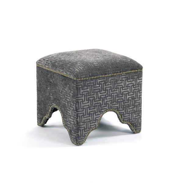 Zentique Willem Cubic Stool - Minimalist 19" Accent Seat with Luxurious Velvet Finish, Compact Versatile Design Oak, Crushed Charcoal Velvet ZEN07 R