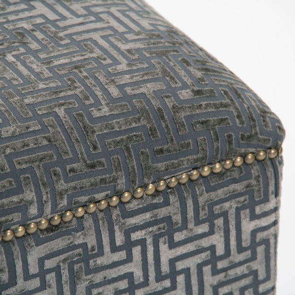 Zentique Willem Cubic Stool - Minimalist 19" Accent Seat with Luxurious Velvet Finish, Compact Versatile Design Oak, Crushed Charcoal Velvet ZEN07 R