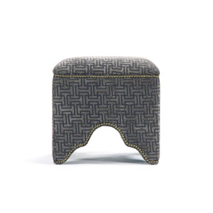 Zentique Willem Cubic Stool - Minimalist 19" Accent Seat with Luxurious Velvet Finish, Compact Versatile Design Oak, Crushed Charcoal Velvet ZEN07 R