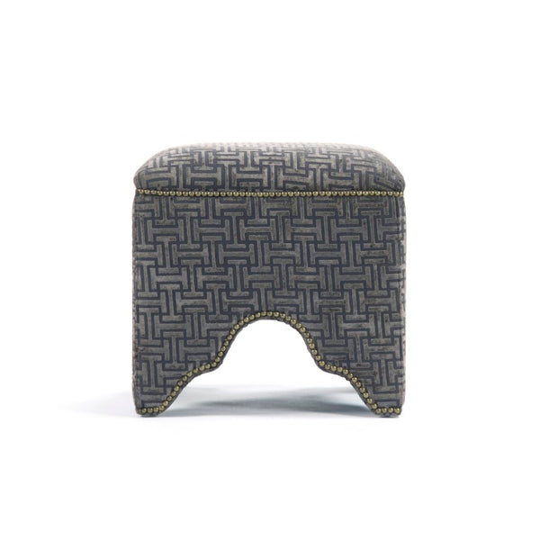 Zentique Willem Cubic Stool - Minimalist 19" Accent Seat with Luxurious Velvet Finish, Compact Versatile Design Oak, Crushed Charcoal Velvet ZEN07 R