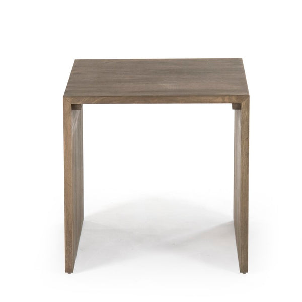 Zentique Ava Recycled Oak End Table — Compact 21.5” Square Nightstand, Sustainable Warm-Grain Accent Piece ZEN100-55