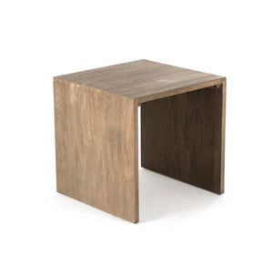 Zentique Ava Recycled Oak End Table — Compact 21.5” Square Nightstand, Sustainable Warm-Grain Accent Piece ZEN100-55