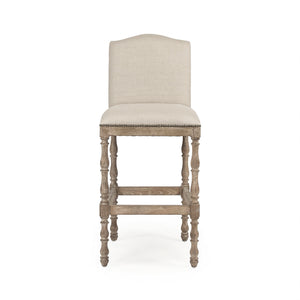 Aria Bar Stool Limed Grey Oak Frame, Natural Linen ZEN101 Barstool E272 A003 Zentique