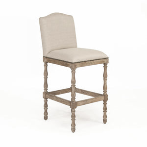 Aria Bar Stool Limed Grey Oak Frame, Natural Linen ZEN101 Barstool E272 A003 Zentique