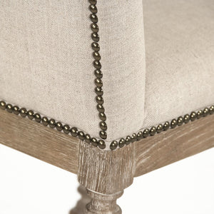 Aria Bar Stool Limed Grey Oak Frame, Natural Linen ZEN101 Barstool E272 A003 Zentique