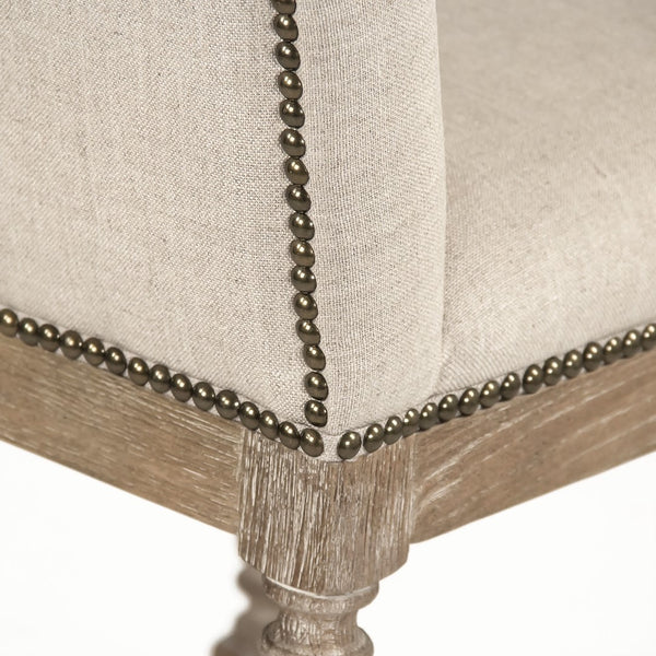 Aria Bar Stool Limed Grey Oak Frame, Natural Linen ZEN101 Barstool E272 A003 Zentique