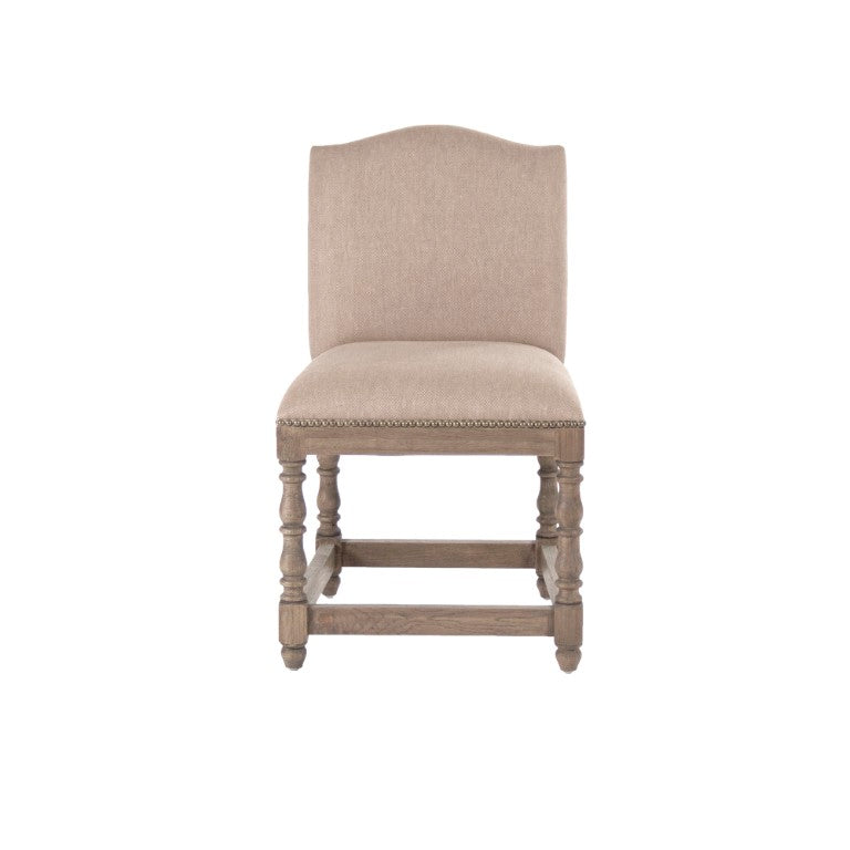 Zentique Aria Recycled Oak Cafe Stool — Sustainable Linen Blend Upholstery, Ergonomic Back, Modern Minimalist Design ZEN101