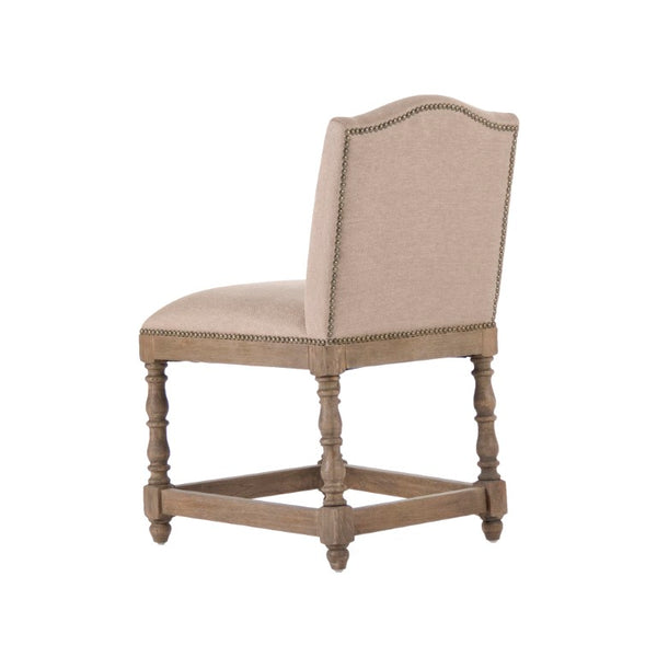 Zentique Aria Recycled Oak Cafe Stool — Sustainable Linen Blend Upholstery, Ergonomic Back, Modern Minimalist Design ZEN101