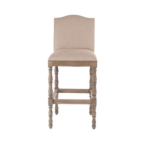 Zentique Aria Recycled Oak Bar Stool with Linen-Cotton Seat — Eco-Friendly Comfort, Ergonomic Support, Durable Finish ZEN101 Barstool