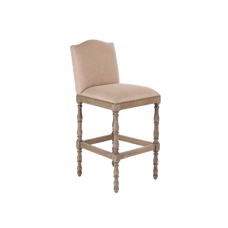 Zentique Aria Recycled Oak Bar Stool with Linen-Cotton Seat — Eco-Friendly Comfort, Ergonomic Support, Durable Finish ZEN101 Barstool