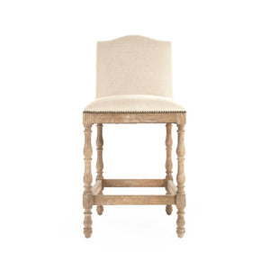 Zentique Aria Oak Counter Stool with Linen Upholstery — Padded Seat, Contoured Back, Durable Solid Oak Frame (97 chars) ZEN101 Counter E272 A003