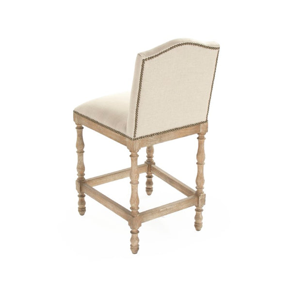 Zentique Aria Oak Counter Stool with Linen Upholstery — Padded Seat, Contoured Back, Durable Solid Oak Frame (97 chars) ZEN101 Counter E272 A003