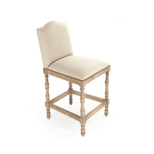 Zentique Aria Oak Counter Stool with Linen Upholstery — Padded Seat, Contoured Back, Durable Solid Oak Frame (97 chars) ZEN101 Counter E272 A003