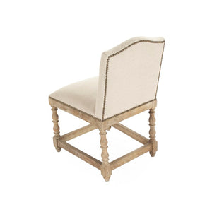 Zentique Aria Oak Cafe Stool with Cushioned Linen Seat — Scandinavian Modern Design, Durable Solid Oak Frame (W19 H32.75) ZEN101 E272 A003