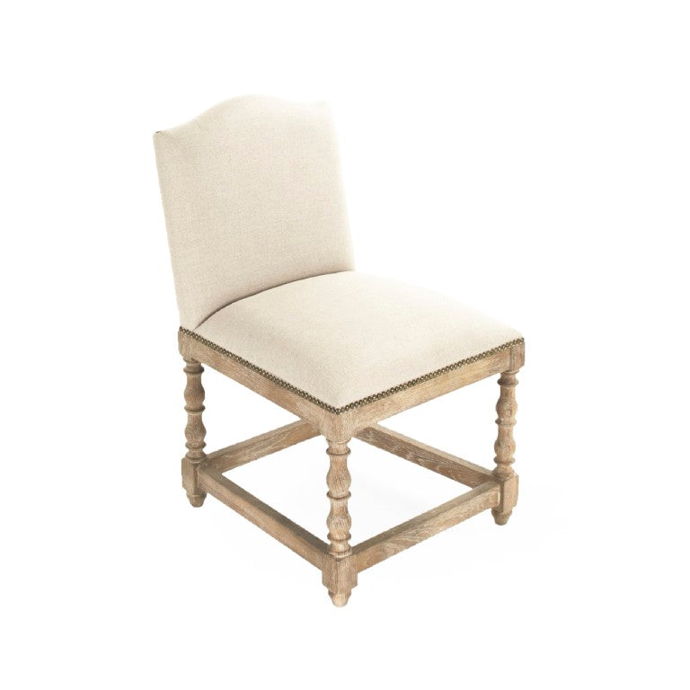 Zentique Aria Oak Cafe Stool with Cushioned Linen Seat — Scandinavian Modern Design, Durable Solid Oak Frame (W19 H32.75) ZEN101 E272 A003